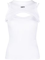 Off-White logo-print cut-out tank top - Blanc