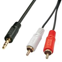 LINDY 35687 Premium audio-adapterkabel, 2 x RCA (Cinch) stekker op 3,5 mm jackstekker, 20 m
