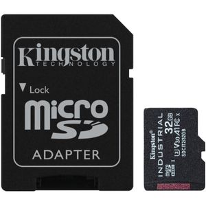 Kingston Industrial microSDHC 32GB geheugenkaart Incl. SD adapter, Klasse 10, UHS-I, U3, V30, A1