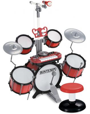 Bontempi drumset Star junior 85 cm rood/wit/zwart 14 delig Bontempi drumset Star junior 85 cm rood/wit/zwart 14 delig