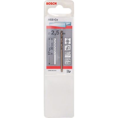 Bosch Accessories 2608585841 HSS Metaal-spiraalboor 2.5 mm Gezamenlijke lengte 57 mm Kobalt DIN 338 Cilinderschacht 1 stuk(s)