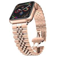 By Qubix - Metalen schakelband - Rosé goud - Compatible met Apple watch 38mm / 40mm / 41mm / 42mm - Compatible Apple watch bandjes