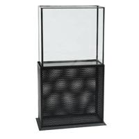 PTMD Sita Black metal lantern with glass rectangle L