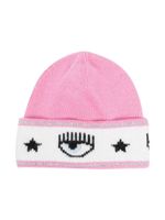 Chiara Ferragni Kids bonnet en maille à motif Eyelike - Rose - thumbnail