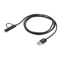Ansmann USB-kabel, 2-in-1, 1,2 m, diverse kabels