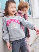 Hapiness" meisjesshirt met badstof en iriserende details gemêleerd grijs