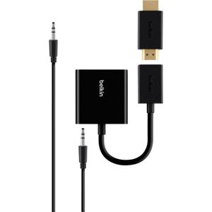 Belkin B2B137-BLK HDMI / VGA Adapter [1x HDMI-bus - 1x VGA-bus, Jackplug female 3,5 mm] Zwart 10.00 cm