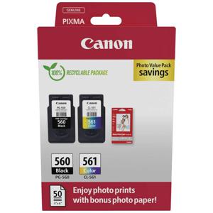 Canon Inktcartridge PG-560/CL-561 Photo Value Pack (PVP) Origineel 2-pack Zwart, Cyaan, Magenta, Geel 3713C008