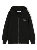 MSGM Kids hoodie zippé à logo imprimé - Noir - thumbnail