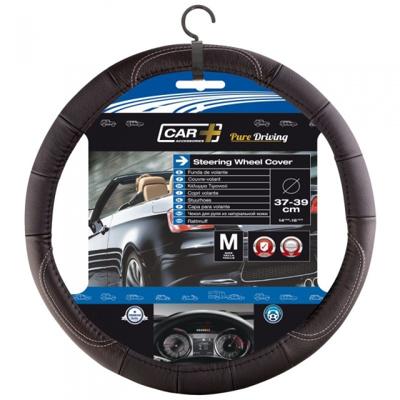 Car Plus stuurhoes universeel leer zwart 37 39 cm Car Plus stuurhoes universeel leer zwart 37 39 cm
