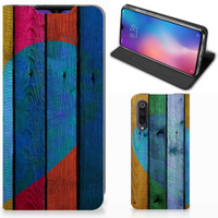 Xiaomi Mi 9 Book Wallet Case Wood Heart - Cadeau voor je Vriend - thumbnail