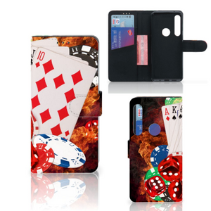 Motorola One Action Wallet Case met Pasjes Casino