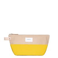 Sandqvist Cleo Wash Bag multi yellow / beige with natural leather Toilettas