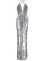 Jenny Packham robe ornée de cristaux Hero à coupe longue - Gris