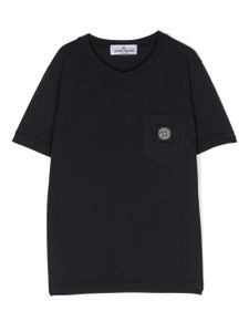 Stone Island Junior t-shirt en coton à patch logo - Bleu