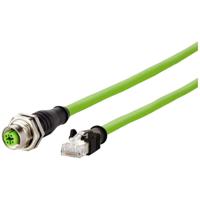 Metz Connect 142M4D25050 M12 Netwerkkabel, patchkabel CAT 5e S/UTP 5.00 m Groen PUR-mantel, Zuurbestendig, Ozonbestendig, UV-bestendig, Geschikt voor