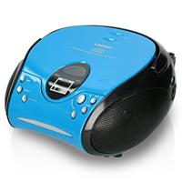 Lenco SCD-24 CD-speler voor kinderen, radio, stereo-installatie, aux-in-hoofdtelefoonaansluiting, lcd-scherm, batterij en voeding - blauw/zwart