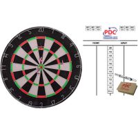 Dartbord 45 cm met 6 pijlen met scorebord met marker en wisser 45x30 cm