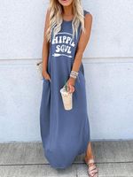 Sleeveless Letter Casual Knitting Dress - thumbnail