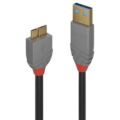 LINDY USB-kabel USB 3.2 Gen1 (USB 3.0 / USB 3.1 Gen1) USB-A stekker, USB-micro-B 3.0 stekker 0.50 m Zwart 36765