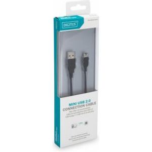 Digitus 1m, USB2.0-A/USB2.0 mini-B USB-kabel USB A Mini-USB B Zwart