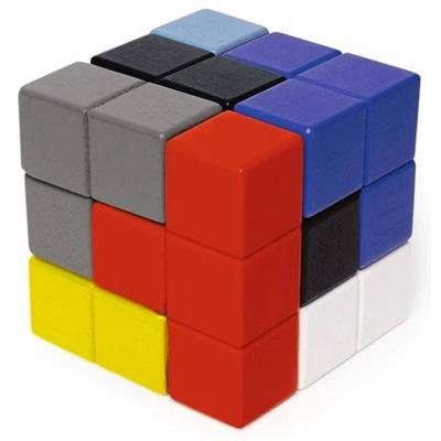 Kikkerland 3d-puzzel Kubus 7,5 X 7,5 Cm Hout