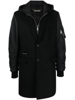 Philipp Plein manteau zippé à capuche - Noir