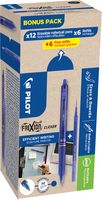 Pilot Frixion Ball Clicker, 12 rollers en 6+6 vullingen 0,7 mm, blauw - thumbnail