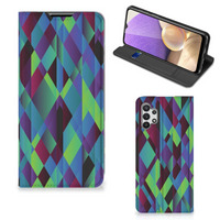 Samsung Galaxy A32 5G Stand Case Abstract Green Blue