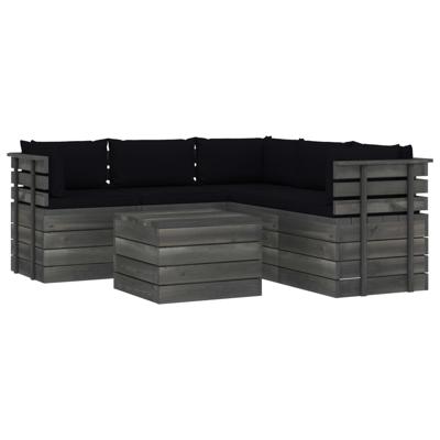 vidaXL 6-delige Loungeset met kussens pallet massief grenenhout