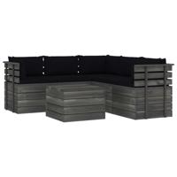 vidaXL 6-delige Loungeset met kussens pallet massief grenenhout