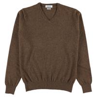 Osborne V Hals Trui Geelong Wol Donkerbruin Tailored Fit