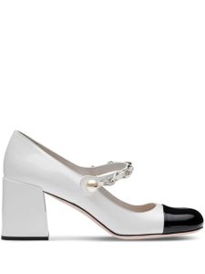 Miu Miu escarpins 80 mm à bride en chaîne - Blanc