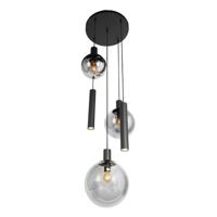 Steinhauer Vide hanglamp Bollique zwart met rookglas 3800ZW - thumbnail