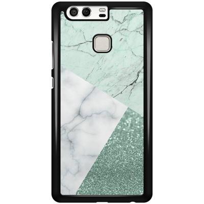 Huawei P9 hoesje - Minty marmer collage