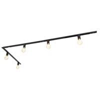 QAZQA - Moderne 1-fase railsysteem 5-lichts incl. E27 fitting zwart - Jeana | Slaapkamer | Keuken - Staal Langwerpig - E27 Geschikt voor LED - Max. 5 x 15 Watt