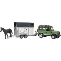 bruder Land Rover Defender met paardentrailer modelvoertuig 02592 - thumbnail