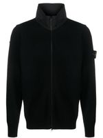 Stone Island cardigan zippé à patch Compass - Noir