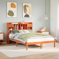 VidaXL Bed Met Boekenkast Zonder Matras Grenenhout Wasbruin 150x200 cm - Slaapkamermeubel Met Opbergruimte, Tweepersoonsbed