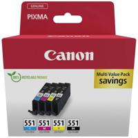 Canon Inktcartridge CLI-551 C/M/Y/BK Multipack Origineel Combipack Zwart, Cyaan, Magenta, Geel 6509B015 - thumbnail