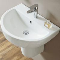 Wastafel Hangend Fold Ovaal 60x45x20cm Keramiek Glans Wit 1 Kraangat Overloop