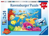 Ravensburger Kinderpuzzle - 07815 Kunterbunte Unterwasserwelt - Puzzle für Kinder ab 4 Jahren, mit 2x24 Teilen