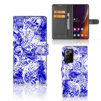 Telefoonhoesje met Naam Samsung Galaxy Note20 Ultra Angel Skull Blauw - thumbnail