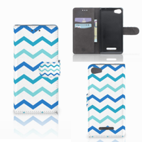 Wiko Lenny 2 Telefoon Hoesje Zigzag Blauw