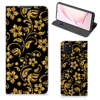 Samsung Galaxy Note 10 Lite Smart Cover Gouden Bloemen - thumbnail