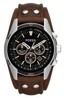 Fossil CH2891 Horloge Coachman Chronograaf staal-leder zilverkleurig-zwart-bruin 44 mm