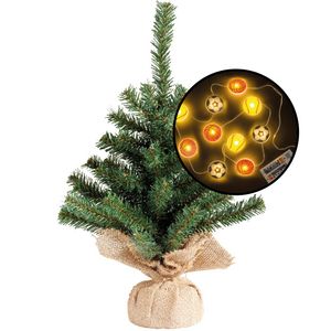 Kleine kunst kerstboom -groen -incl. sport thema lichtsnoer - H45 cm