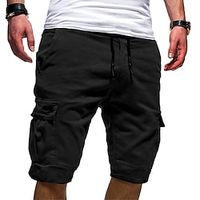 Voor heren Cargoshorts Casual korte broek Trekkoord Meerdere zakken Effen Voor buiten Sport Knielengte Casual Sport Katoenmix Streetwear Korte broeken Zwart Wit Inelastisch Lightinthebox - thumbnail