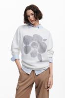 Sweatshirt met bloemenprint - WHITE - XXL