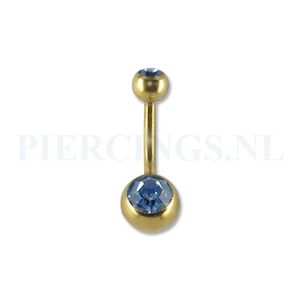 Navelpiercing goudkleurig licht blauw